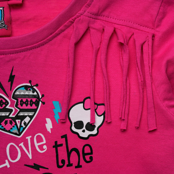 Bluză de bumbac pentru o fată, de culoare roz Monster High 144033 3