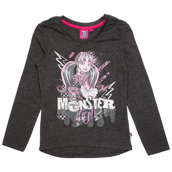 Bluză de bumbac pentru o fată, gri Monster High 144038 