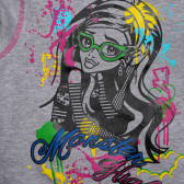 Bluză de bumbac pentru o fată, de culoare gri Monster High 144045 2