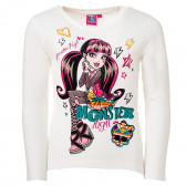 Bluză de bumbac pentru o fată, albă Monster High 144049 