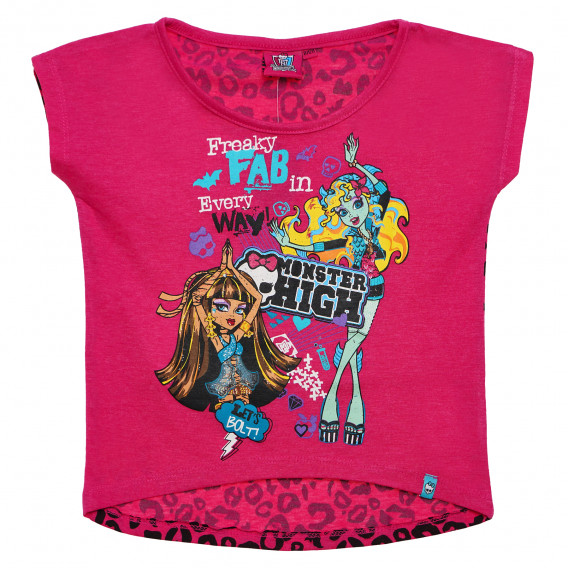 Bluză cu mânecă scurtă, asimetrică, pentru o fată, roz Monster High 144096 