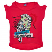 Tricou din bumbac roșu pentru fete Monster High 144101 