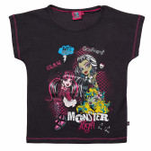 Tricou din bumbac de culoare neagră, pentru fete Monster High 144106 