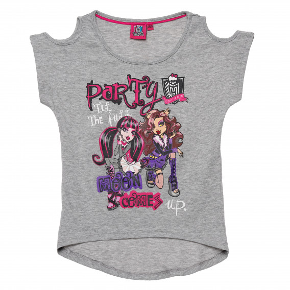 Tricou de bumbac de culoare gri pentru fete Monster High 144114 