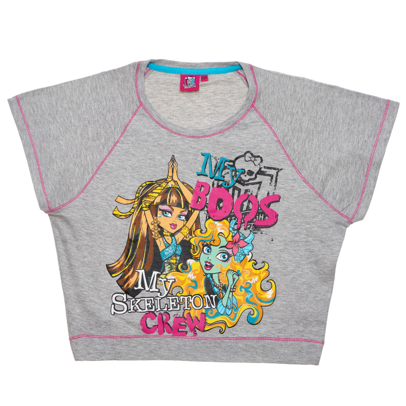 Tricou de bumbac cu imprimeu, pentru fete, Monster High, gri  144129