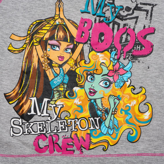 Tricou de bumbac cu imprimeu, pentru fete, Monster High, gri Monster High 144131 2