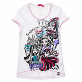 Tricou de bumbac pentru fete, pe alb Monster High 144178 