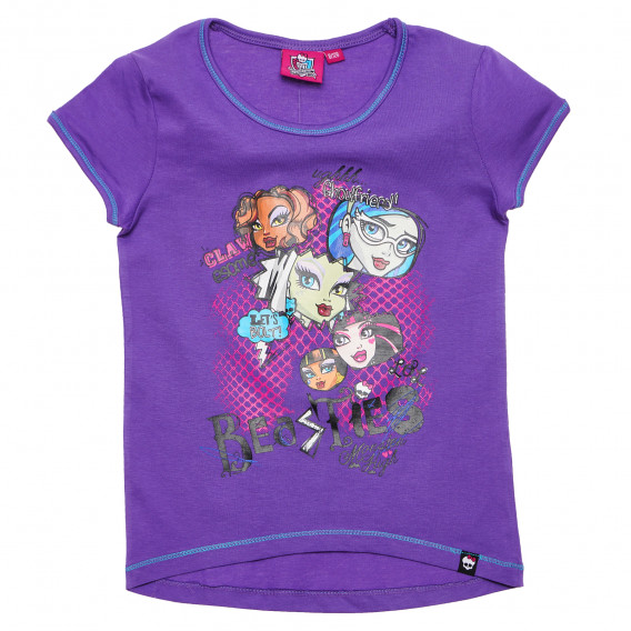 Tricou de bumbac pentru fete, violet Monster High 144202 