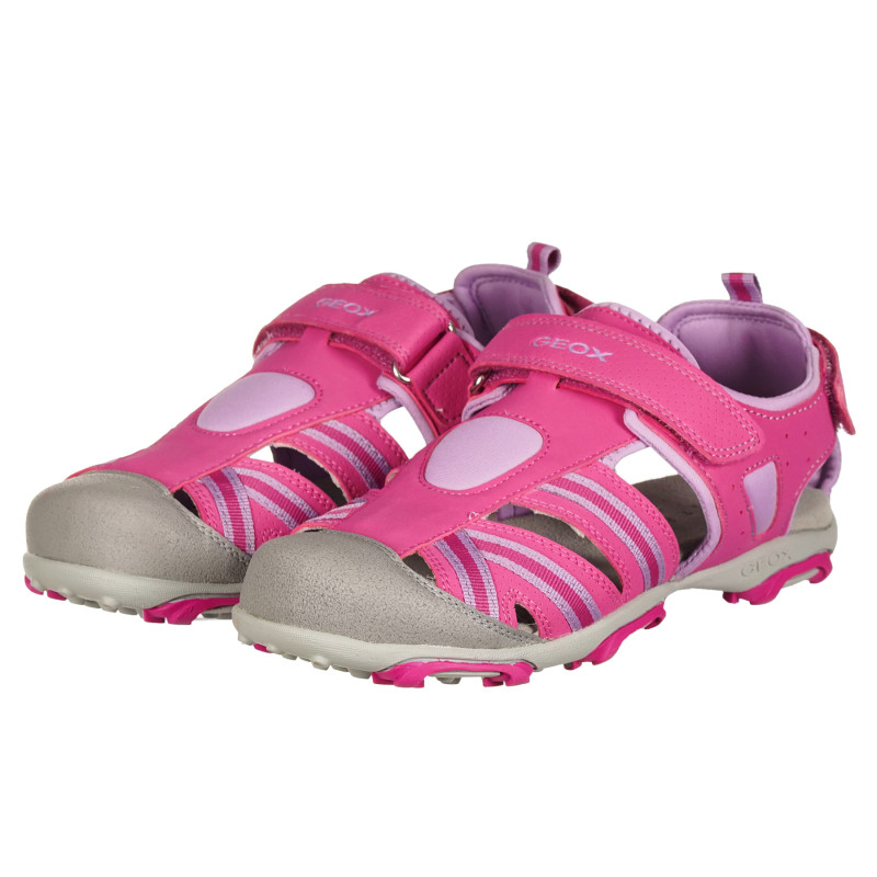 Sandale trekking pentru fete, roz cu detalii interesante  144525