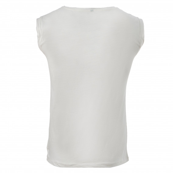 Tricou alb, din bumbac pentru fete Benetton 148177 3