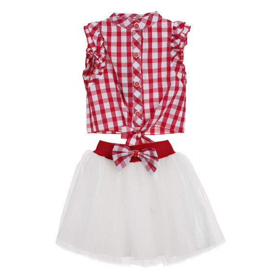 Set pentru fete, roșu și alb, cu fustă albă Acar 148190 