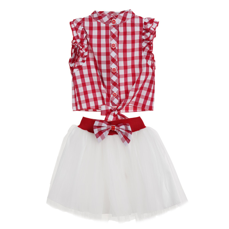 Set pentru fete, roșu și alb, cu fustă albă  148190