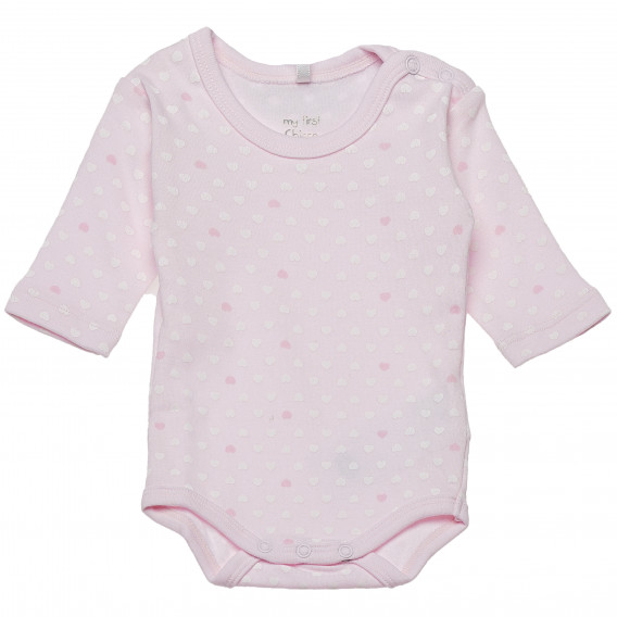 Body pentru bebeluș roz cu mâneci lungi cu inimi Chicco 148448 