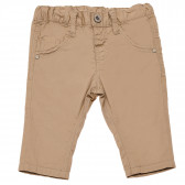 Pantaloni copii din bumbac bej cu talie elastică Chicco 148524 