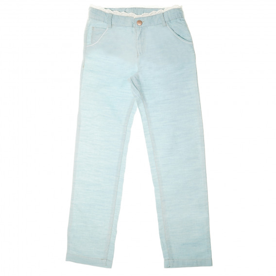 Pantaloni pentru fete albaștri cu dantelă la talie Chicco 148564 
