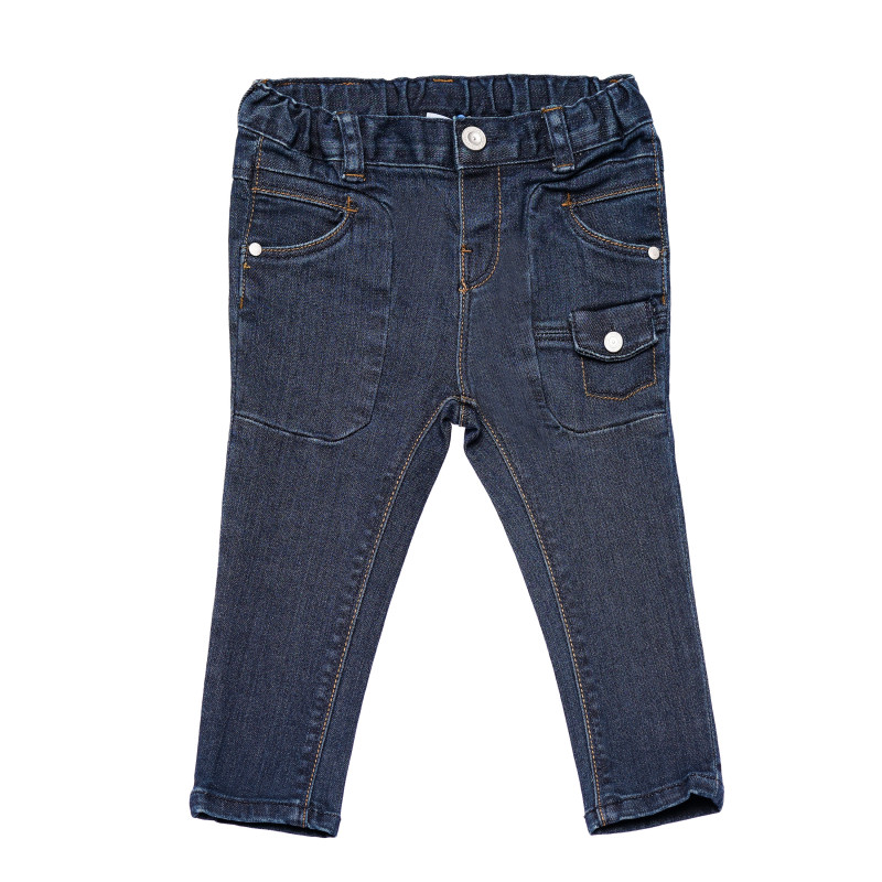 Jeans de bebeluși de culoare albastru închis cu buzunare exterioare  148584