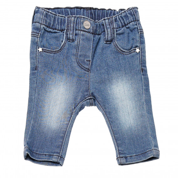 Jeans pentru copii cu un efect uzură de culoare albastru deschis Chicco 148588 