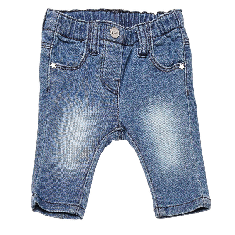 Jeans pentru copii cu un efect uzură de culoare albastru deschis  148588