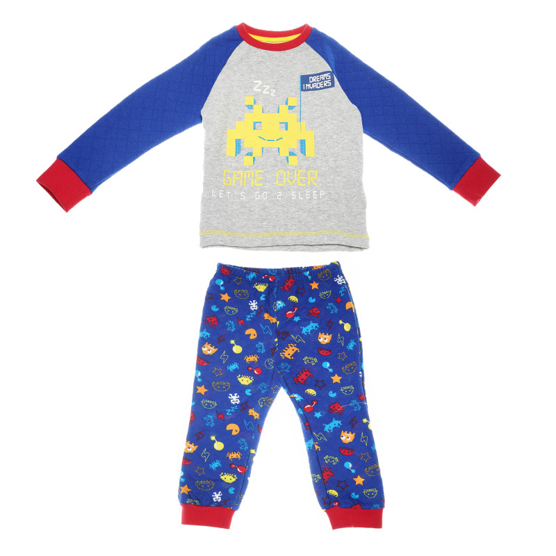 Pijamale de bumbac pentru bebeluș gri-albastru  148733