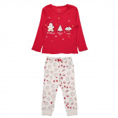 Pijamale din bumbac din două piese, roșu și alb, pentru fete Chicco 148758 