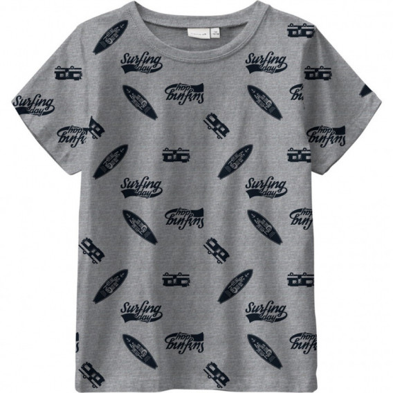 Tricou gri, din bumbac organic, cu imprimeu, pentru băieți Name it 150315 