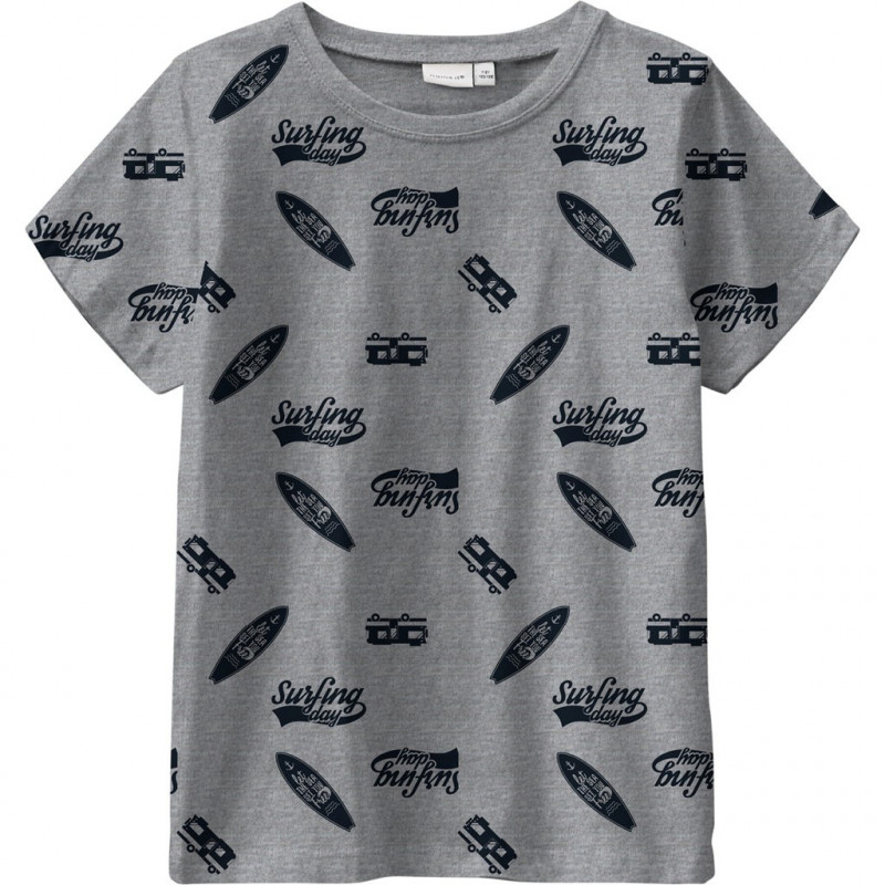 Tricou gri, din bumbac organic, cu imprimeu, pentru băieți  150315