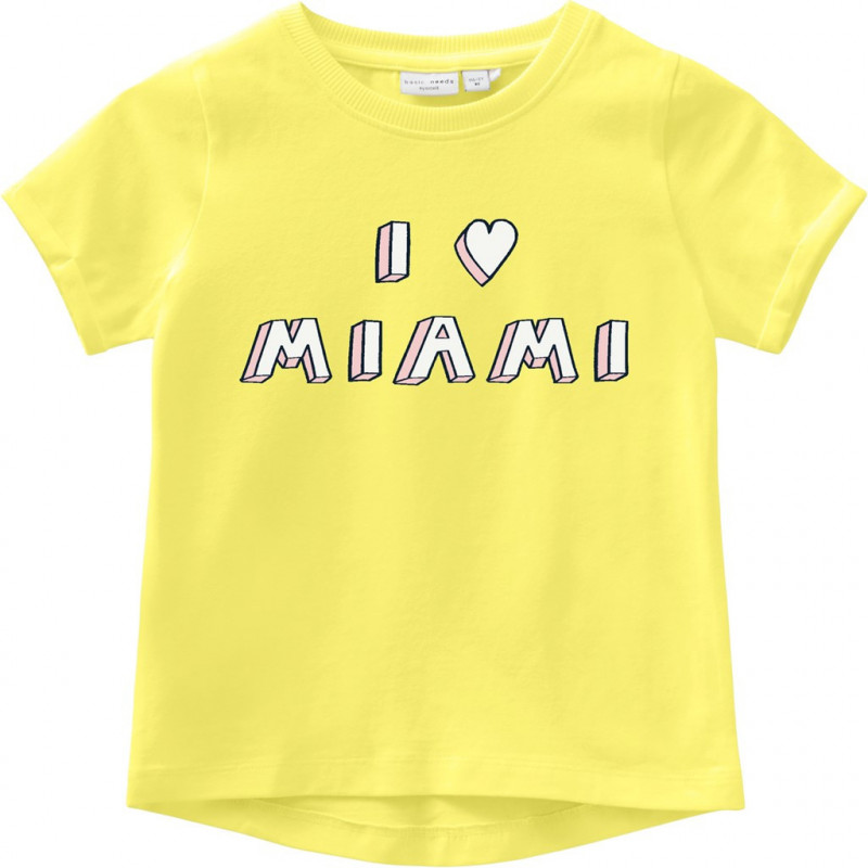 Tricou din bumbac cu imprimeu grafic pentru fete, galben  150334