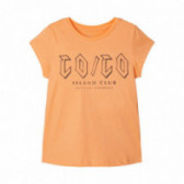 Tricou din bumbac organic, cu imprimeu, pentru fete, portocaliu Name it 150340 