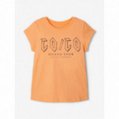 Tricou din bumbac organic, cu imprimeu, pentru fete, portocaliu Name it 150341 2