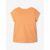 Tricou din bumbac organic, cu imprimeu, pentru fete, portocaliu Name it 150342 3