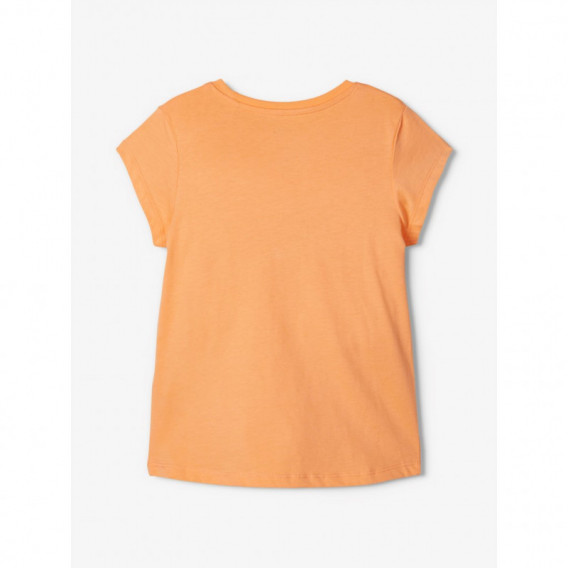 Tricou din bumbac organic, cu imprimeu, pentru fete, portocaliu Name it 150342 3