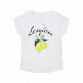 Tricou din bumbac organic, cu imprimeu grafic, pentru fete, alb Name it 150349 