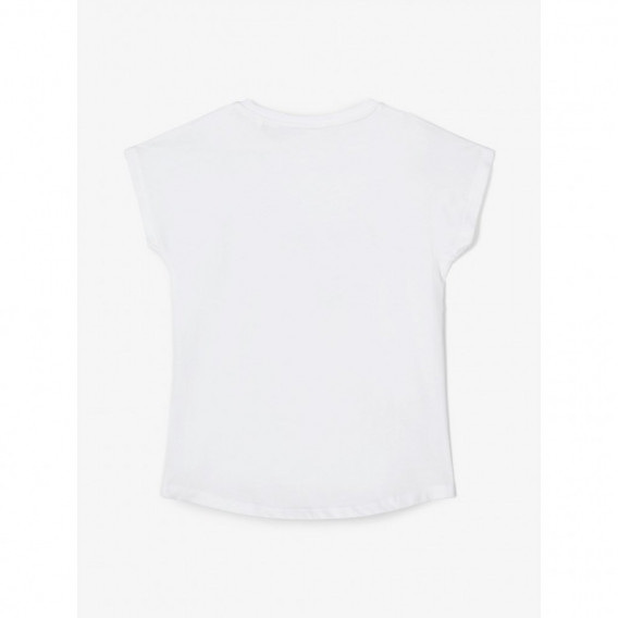 Tricou din bumbac organic, cu imprimeu grafic, pentru fete, alb Name it 150351 3