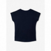 Tricou din bumbac organic, cu imprimeu grafic, pentru fete, albastru Name it 150355 3