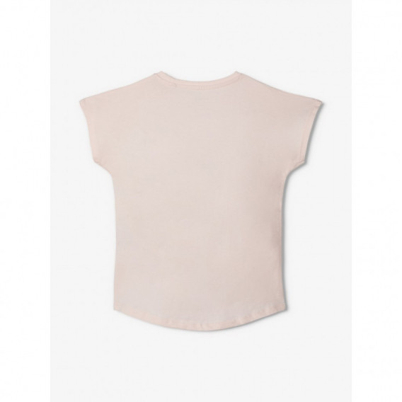 Tricou din bumbac organic, cu imprimeu grafic, pentru fete, roz Name it 150359 3