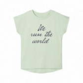 Tricou din bumbac organic cu imprimeu grafic, pentru fete în culoarea mentă Name it 150361 
