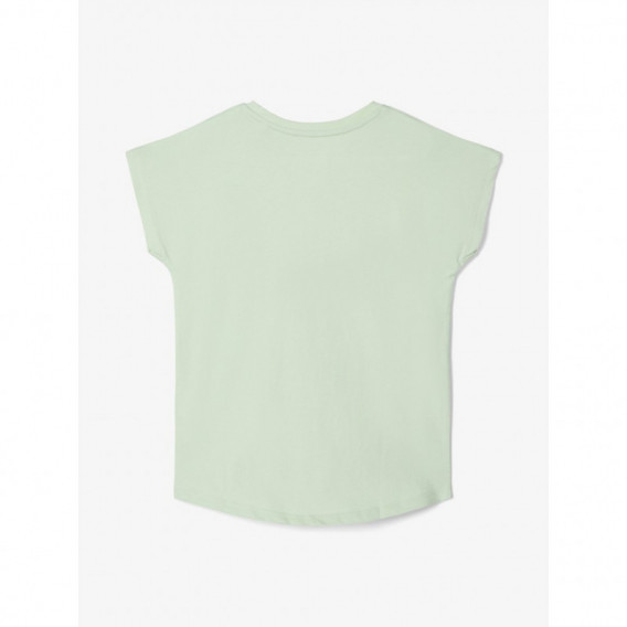 Tricou din bumbac organic cu imprimeu grafic, pentru fete în culoarea mentă Name it 150363 3