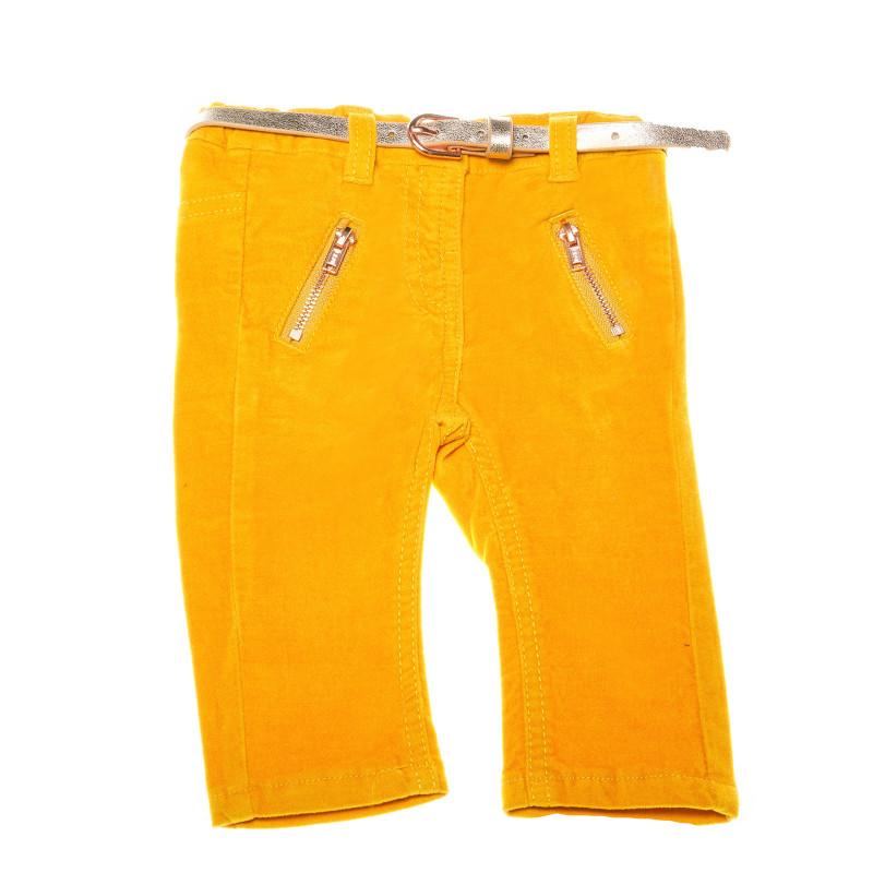 Pantaloni cu curea pentru fete, galbeni  150656