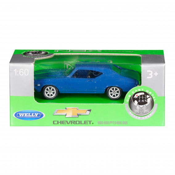 Mașină metalică Chevrolet, albastru, la scara 1:60 WELLY 151104 