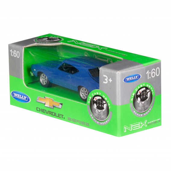 Mașină metalică Chevrolet, albastru, la scara 1:60 WELLY 151105 2