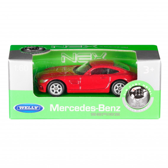 Mașină metalică Mercedes-Benz, roșu, la scara 1:60 WELLY 151116 