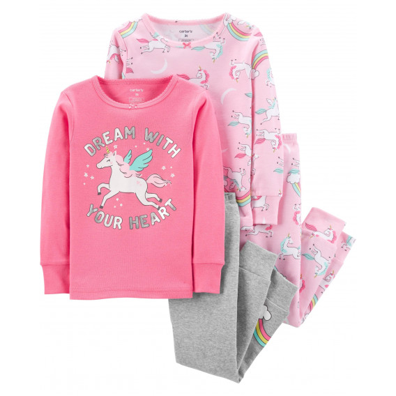 Set de 2 pijamale - unicorn roz, pentru fete Carter's 151381 