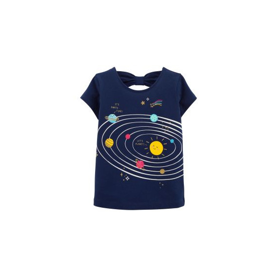Tricou din bumbac - Sistemul solar, pentru fete Carter's 151399 