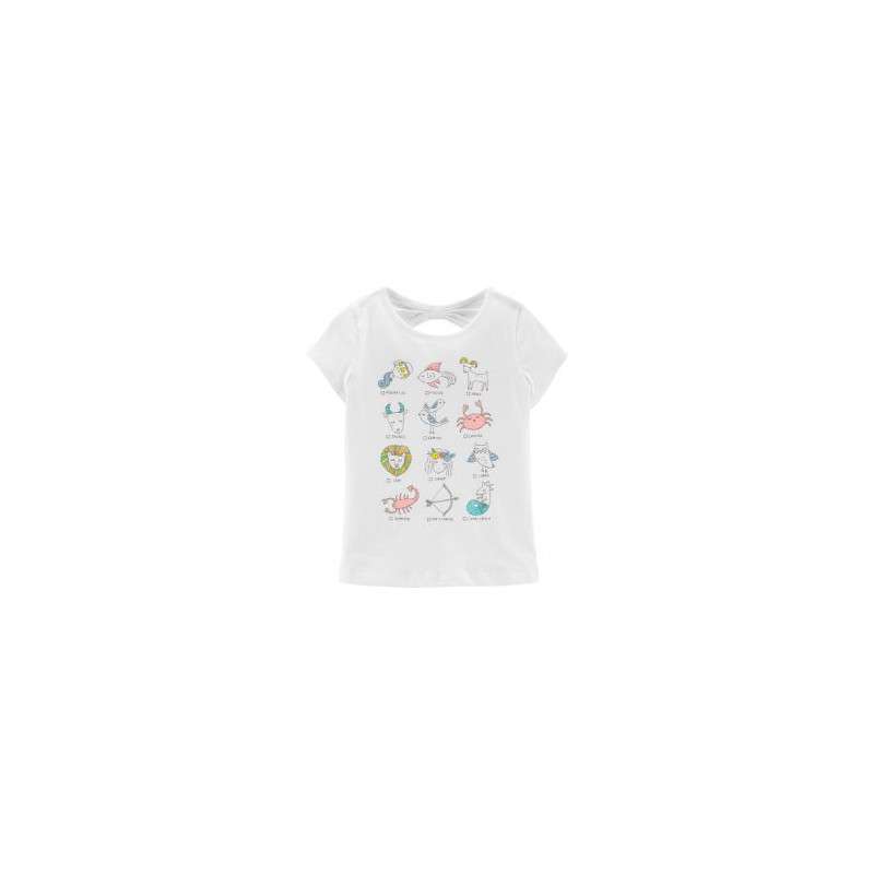 Tricou alb, din bumbac, pentru fete - Zodiac  151438