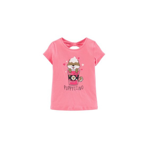 Tricou din bumbac pentru fete - Puppycino, roz Carter's 151439 