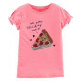 Tricou cu imagine schimbătoare - Pizza, roz Carter's 151450 