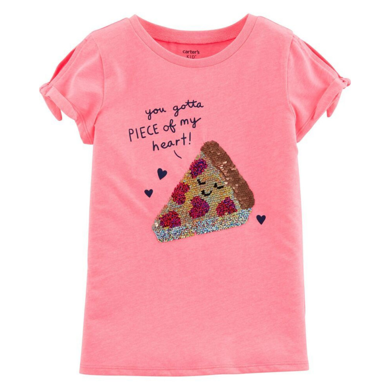Tricou cu imagine schimbătoare - Pizza, roz  151450