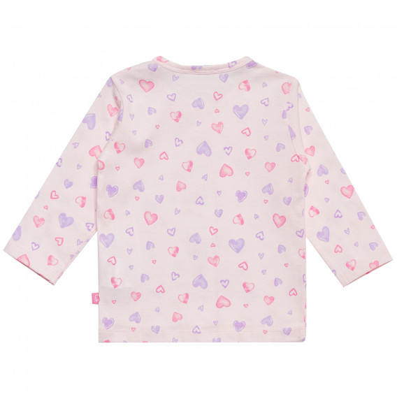 Bluză de bumbac cu mâneci lungi, pentru fete, roz cu inimioare Benetton 151576 7