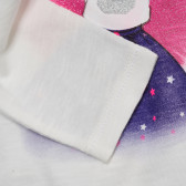 Bluză din bumbac cu mâneci lungi, pentru fete, alb Benetton 151622 5