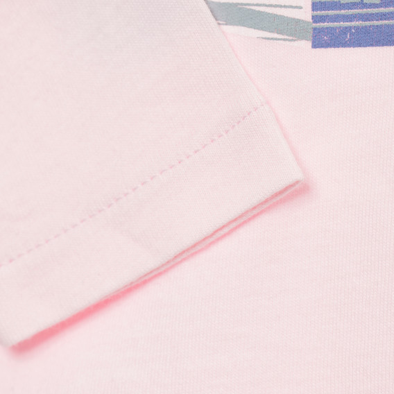 Bluză de bumbac, roz deschis, cu mâneci lungi pentru fete Benetton 151629 3